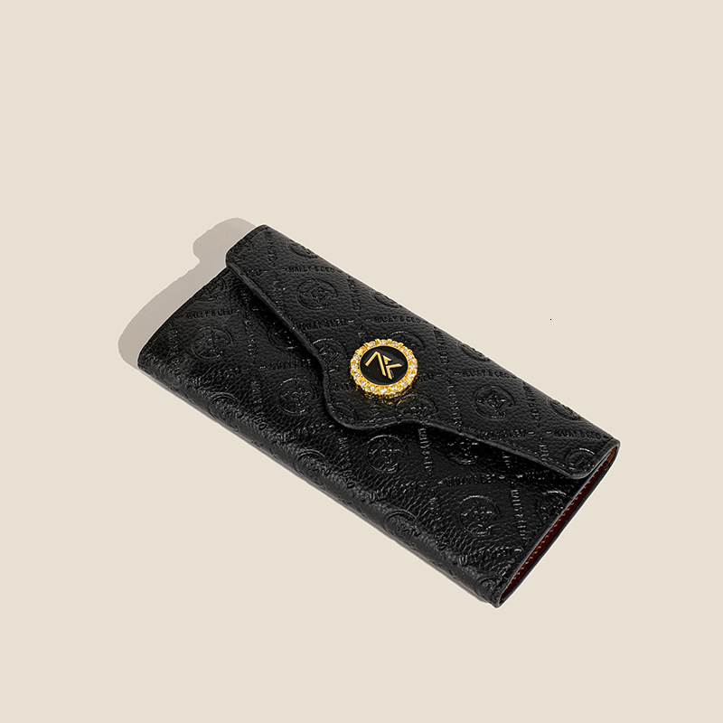 Free Shipping Designer Bag New Black Solid Color Chanel Style High-end Embossed Women's Wallet Multi-card Slot Coin Purse Fast Delivery