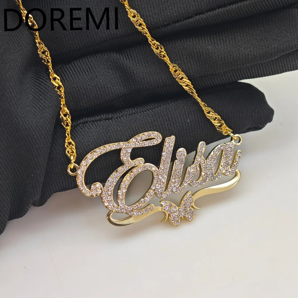DOREMI Stainless Gold Custom Name Necklace Anniversary Personalized Gifts Custom Diamond Name Necklace Bling Name Necklace 250701