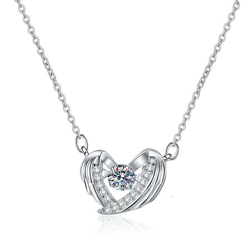 S925 Pure S925ier Guardian WingS925 Beating Heart Pendant D Color 30 caratS925 MoiS925S925anite Necklace 3a2