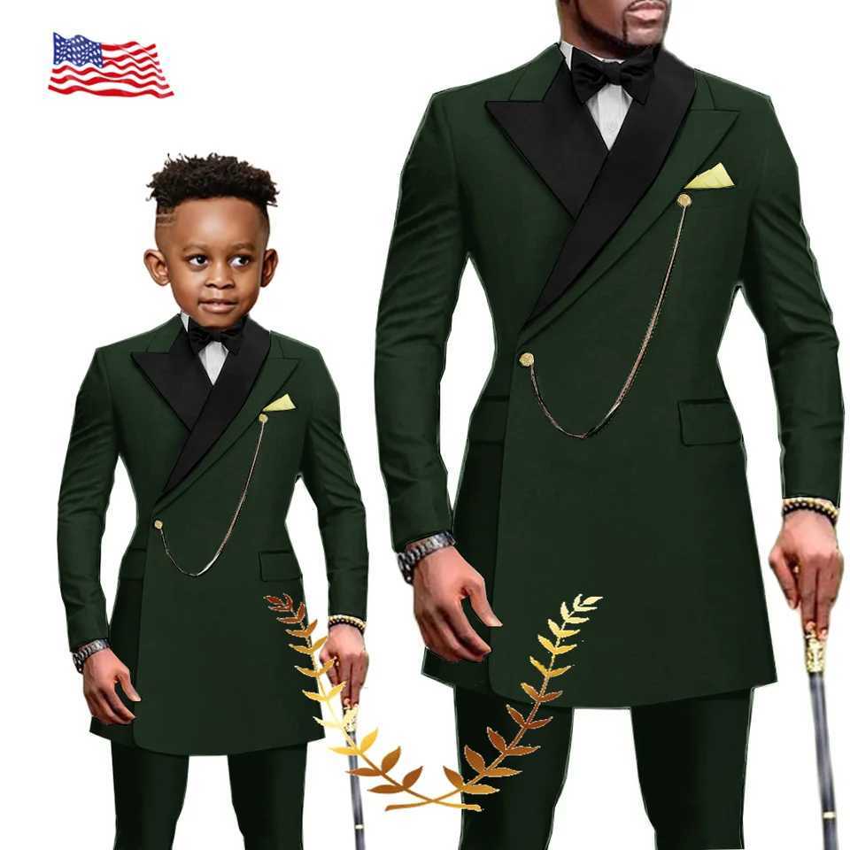 African Style Mens Suit 2 Piece Patch Collar Blazer Wedding Tuxedo Formal Father Child Party Clothes Customized Color X250704