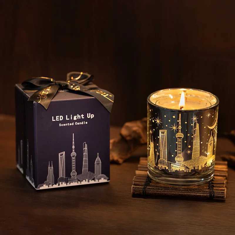Smokeless Aromatherapy Fragrant Candles Soy Wax Creative Bedroom Decoration Electroplating Cup LED Votive Candle Cup Gift Box W250704