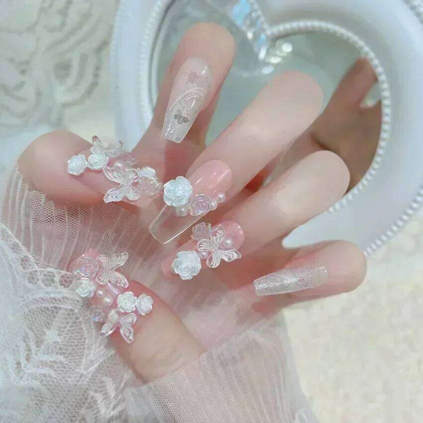 24Pcs Black Bow Detachable Fingernails Ballerina Wearable Fake Press on Square Head False Nails Full Cover Nail Tips X250704