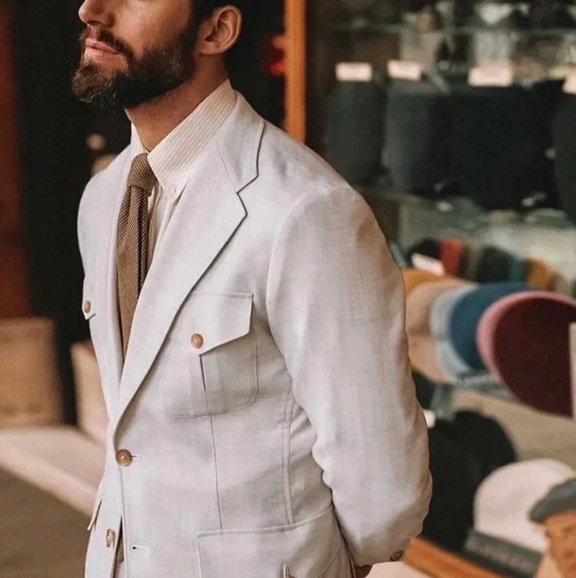 Linen Mens Suit Casual Fashion Style Suit High Quality Mens Suits Evening Gown Double Breasted Slim Fit 2 Piece Jacket Pants X250704