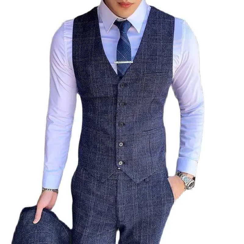3-Piece Mens Suit Business Casual Jacket Vest with Trousers Gray Dark Brown Slim Fit Suit Asian Size M-5XL X250704