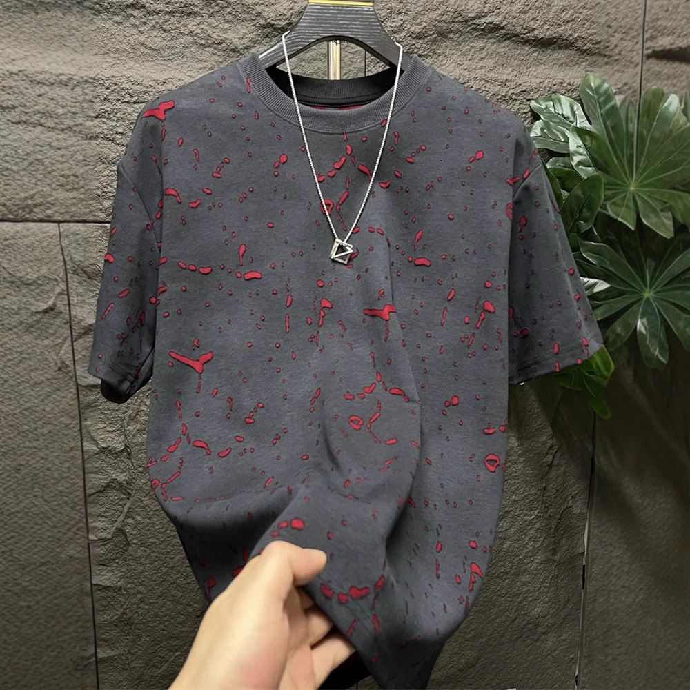American Style Distressed Short Sleeve T-shirt For Men Designer Short Sleeves 2025 New Summer High-end Cool Loose Half Sleeve Tee For Men