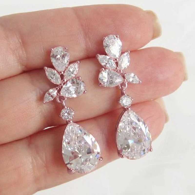 8 Crystal Drop Earrings with Bling Cubic Zirconia Temperament Women Earrings High Quality Silver Color Trendy Jewelry Y250704