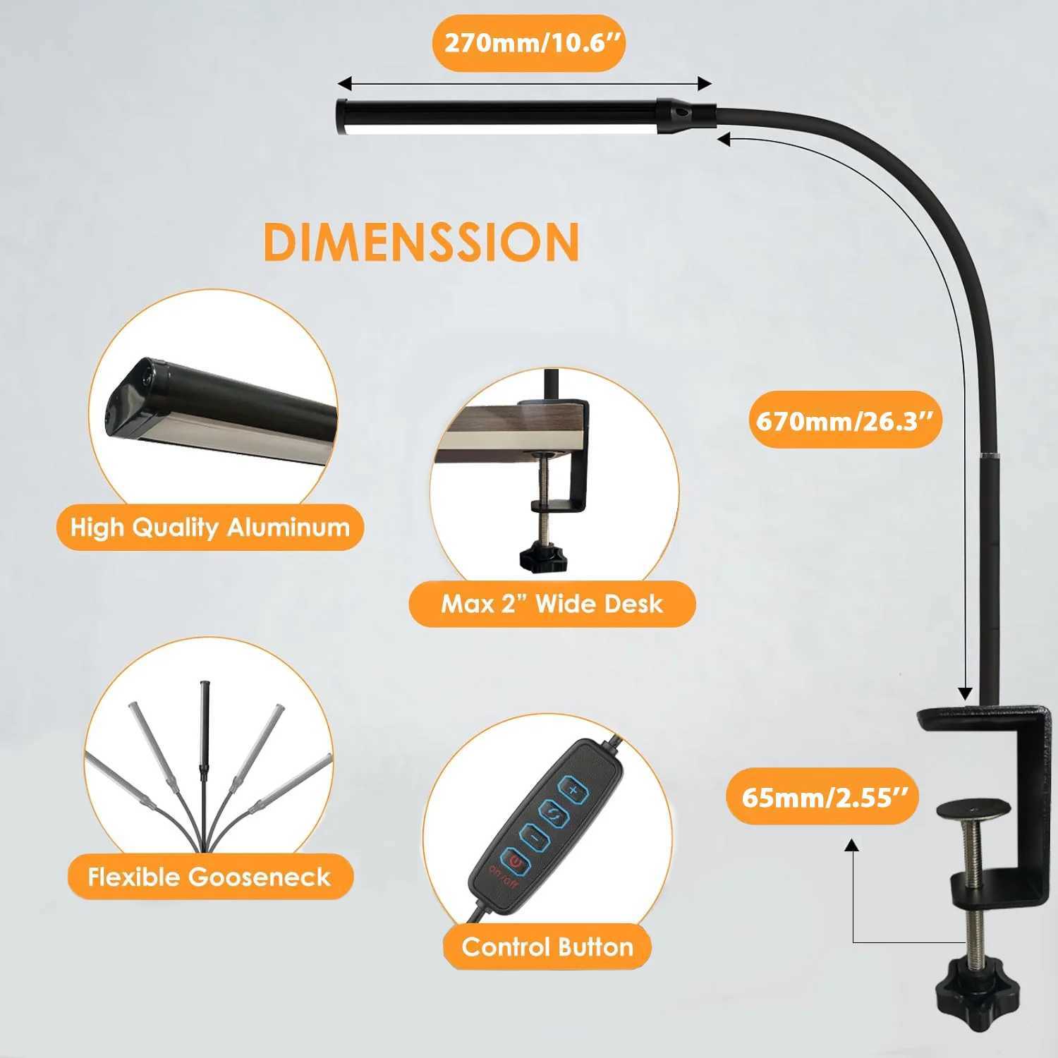 LED Desk Lamp Dimming Eye-Caring Home Reading Lights 3 Color Mode Flexible Adjustable Gooseneck PC Office Table LampsXJ250703