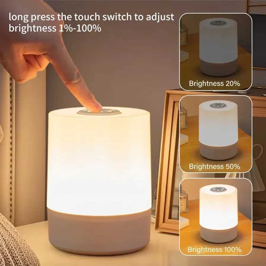 Touch Night Lamp USB LED Lamp Remote Control Switch Rechargeable 3 Colors Dimming Portable Table Bedroom Bedside Night LampXJ250703