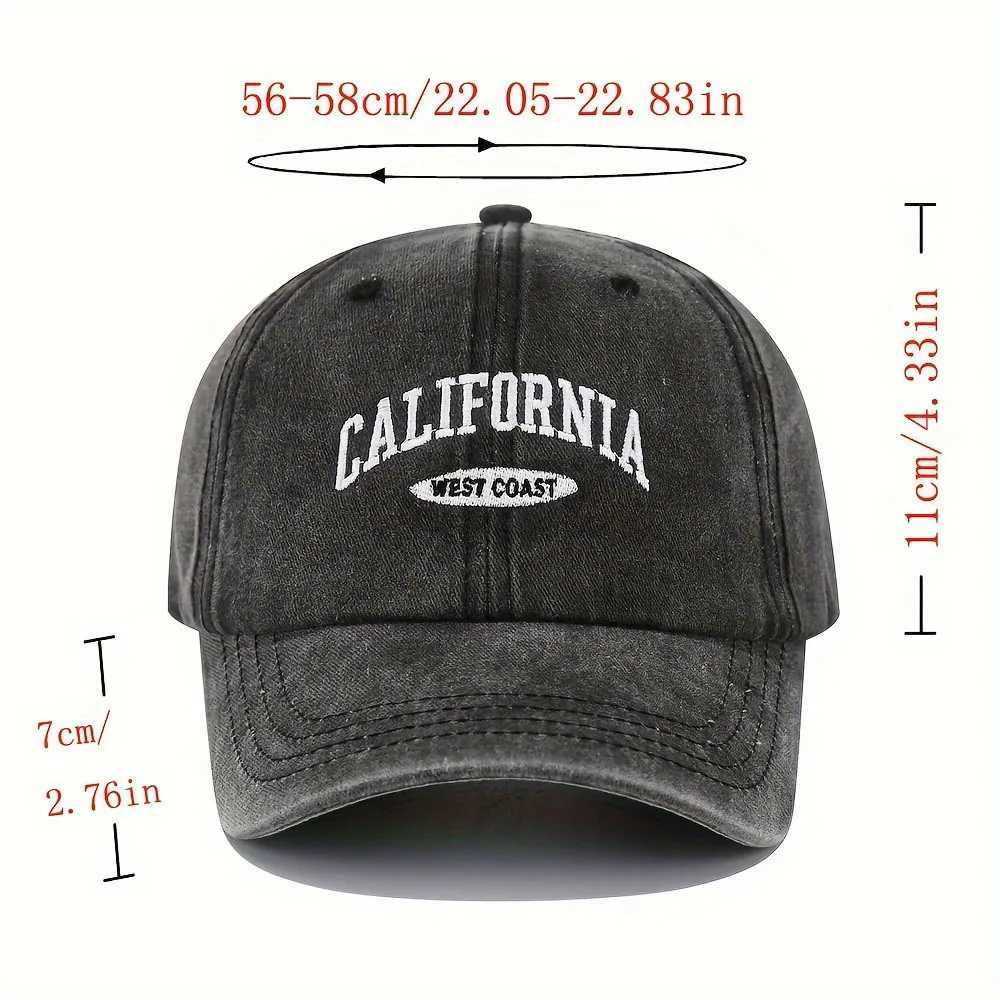 1PC Embroidered Baseball Cap On The West Coast Of California Vintage Style Pointed Hat Lightweight Hat Sun Resistant Sport Hat X250704