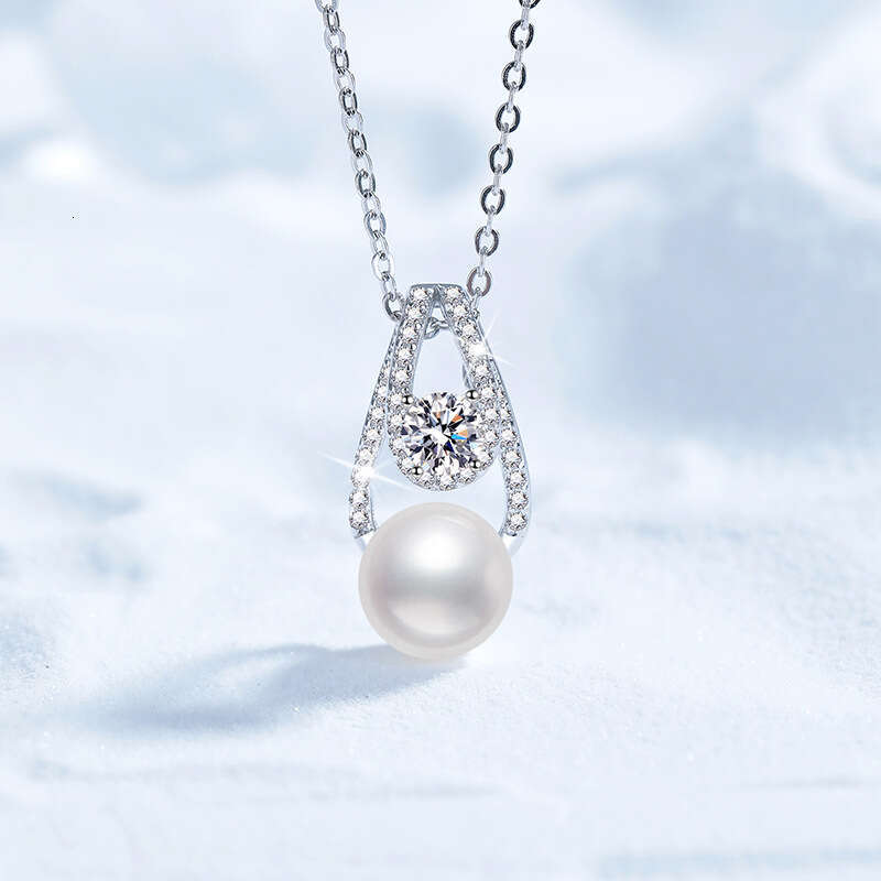 S925 Pure S925ier for Women MoiS925S925anite FreS925hwater Pearl Pendant Necklace 1db