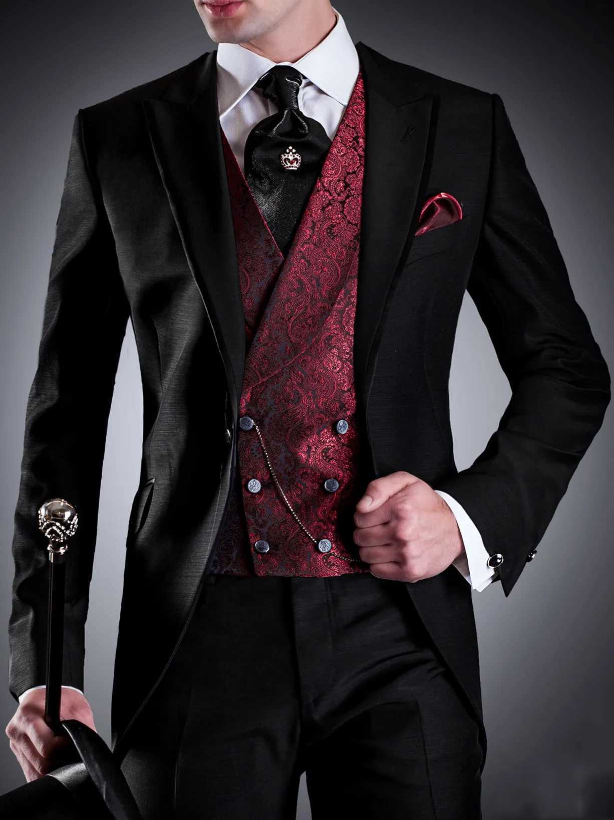 High Quality Black Mens Suits Slim Fit Formal Blazer Sets For Wedding Party Prom Custom New Arrival 3-Piece Jacket+Pants+Vest X250704