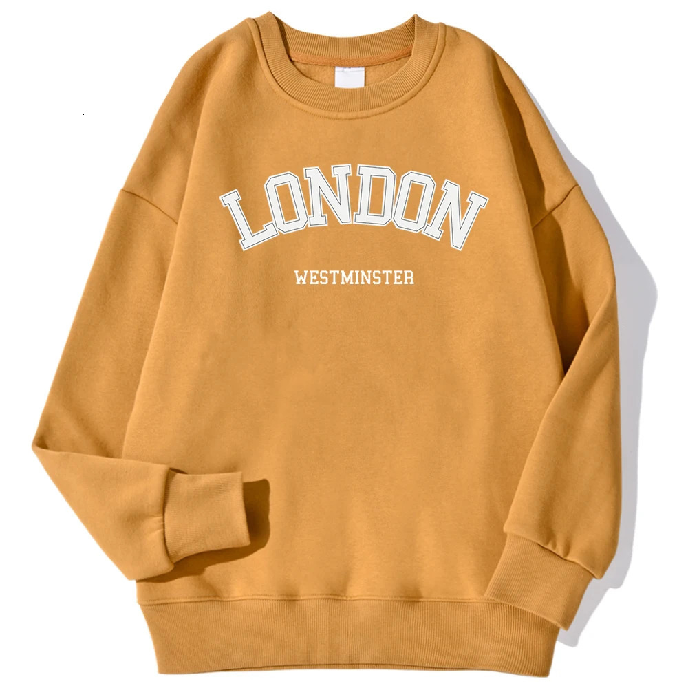 London Westminster Street Letter Prints Sweatshirts For Men Autumn Casual Hoodies ONeck Soft Pullovers Trend Clothing 250704