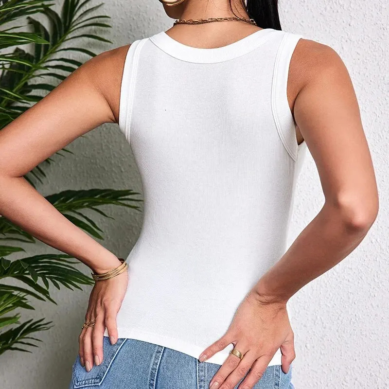 Ladies Four Seasons Solid Color Vest Fashion Joker Young Woman Threaded Camisole plus Size Bottoming 250704