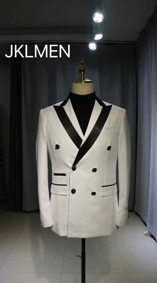 2023 New Tailored White Double Breasted Men Suits Top Lapel Tuxedo Slim Fit Male Costume For Men Groom Two Pieces Prom Sets X250704