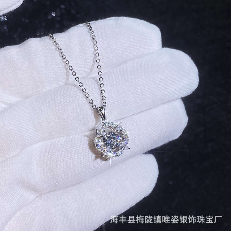 Hot S925ale S925 S925terling S925ier MoiS925S925anite Four-leaf Clover Beating Heart S925mart Pendant Necklace for Women 9fc