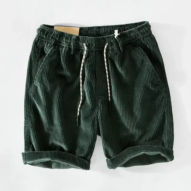 American Style Summer Vintage Mens Corduroy Work Shorts Loose-Fit Casual Five-Piece Pants Trendy Outerwear 250704