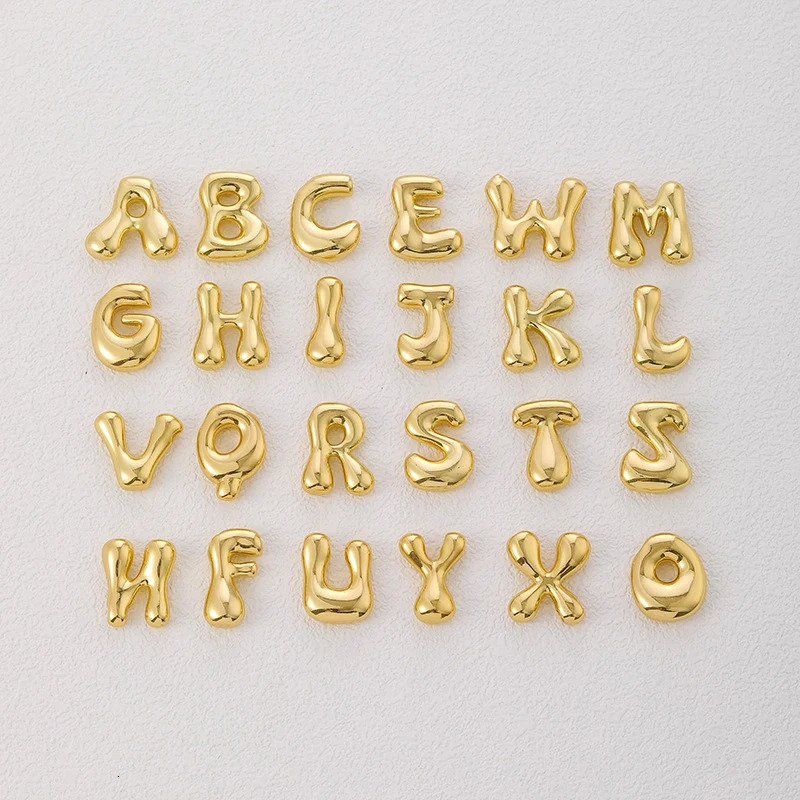 Golden Color Stainless Steel Initial Necklace for Women Girls Chunky Bubble Letter Pendant Necklaces Trendy Collar Jewelry Gift 250701