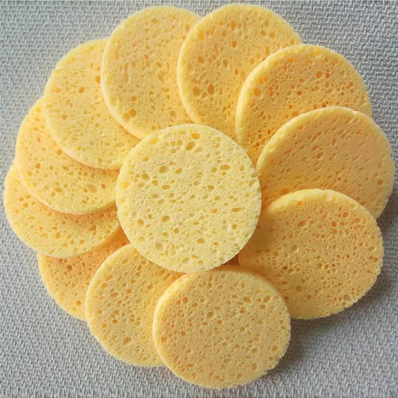 50pcs Natural Wood Pulp Bath Facial Sponges Cellulose Compress Puff Facial Washing Bath Facial Sponges Face Care 250625