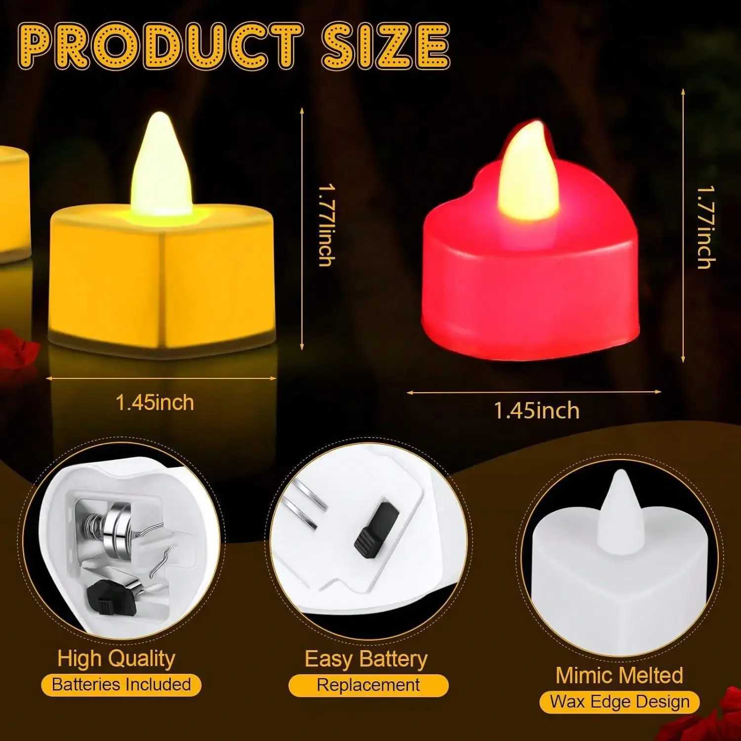 24pcs Heart Shape LED Flameless Tealight Candles Decorations For Romantic Night Valentines Day Wedding Anniversary Or Table D W250704