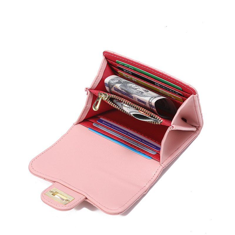 Free Shipping Designer Bag 2025 New Korean Style Card Holder For Women Small And Exquisite High-end Quilted Locking ID Student Wallet