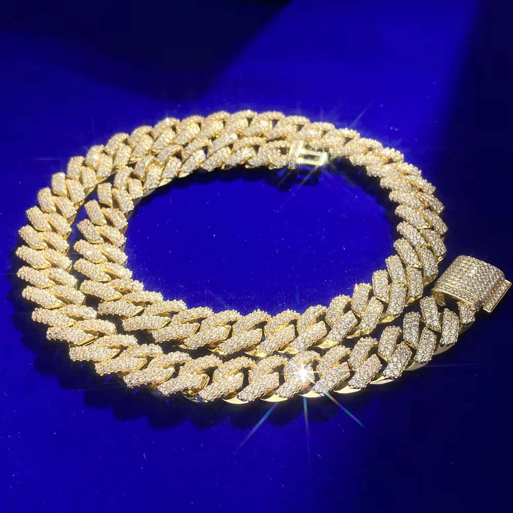 Fashion New Arrival Jewelry 10mm Full 5A Zircon Diamond Brass Gold Plated Cuban Link Chains Necklace for Mens