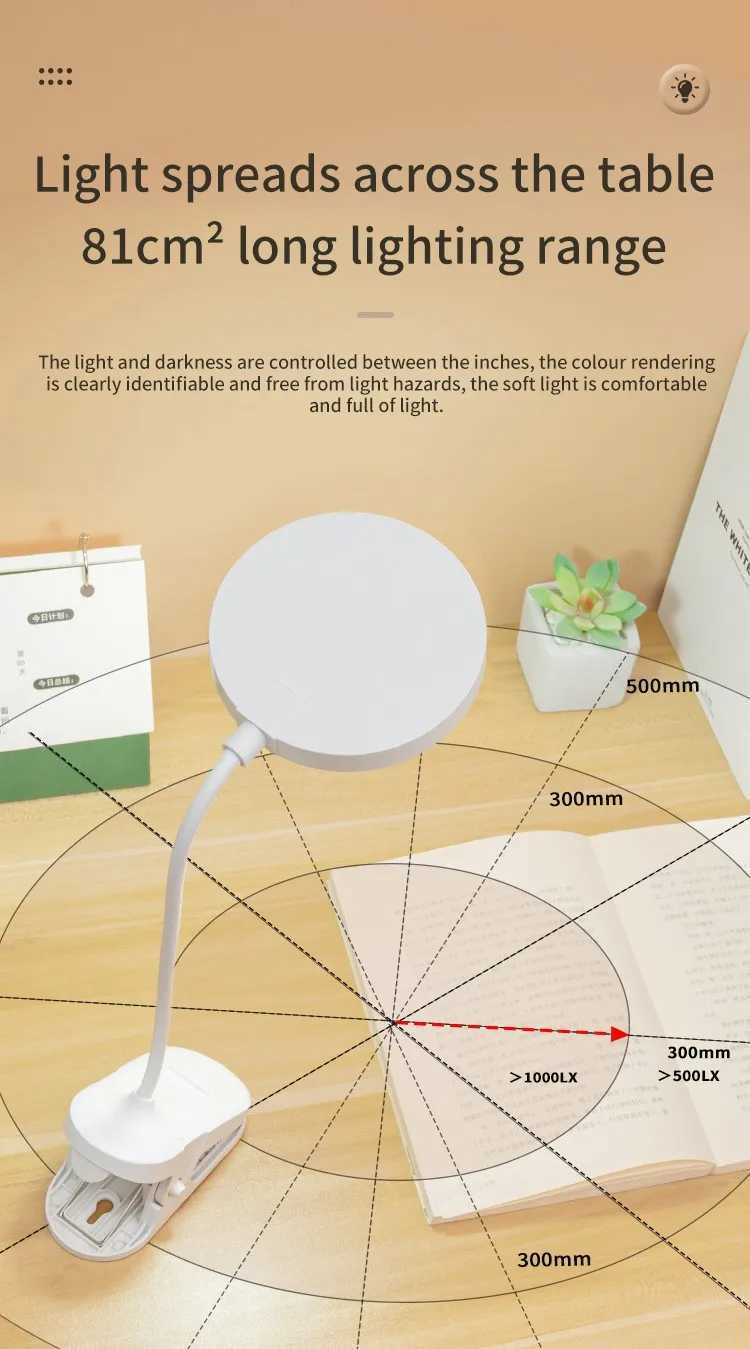 Folding Light Desk Lamp USB Plug-in Table Lamp Clip Touch Control Book Night Light LED Desk Lamps 3 Modes Dimming Eye Protection XJ250703
