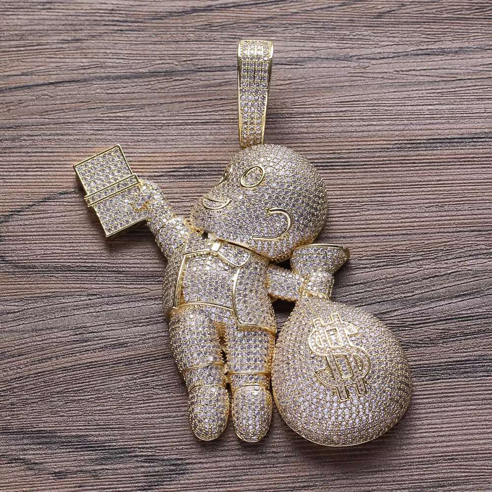 5 Color Large Size High Quality 925 silver Moissanite Stone Men Necklace Hip Hop Pendent Necklace Bling Iced Out