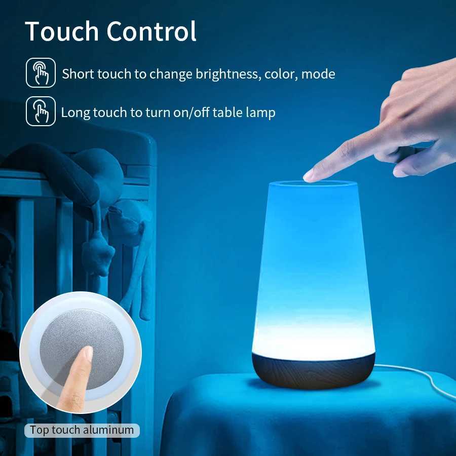 Tuya WiFi Smart Table Lamp Dimmable App Voice Control Desk Lamp RGB Touch Lamps Bedroom Night Light Work with Alexa Google HomeXJ250703