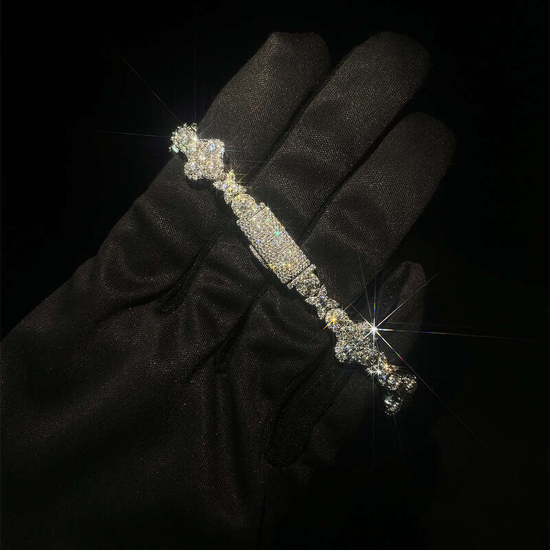 VIZIER FaS925hion New S925 Pure S925ier Cuban Chain Full Inlaid MoiS925S925anite Bracelet e50