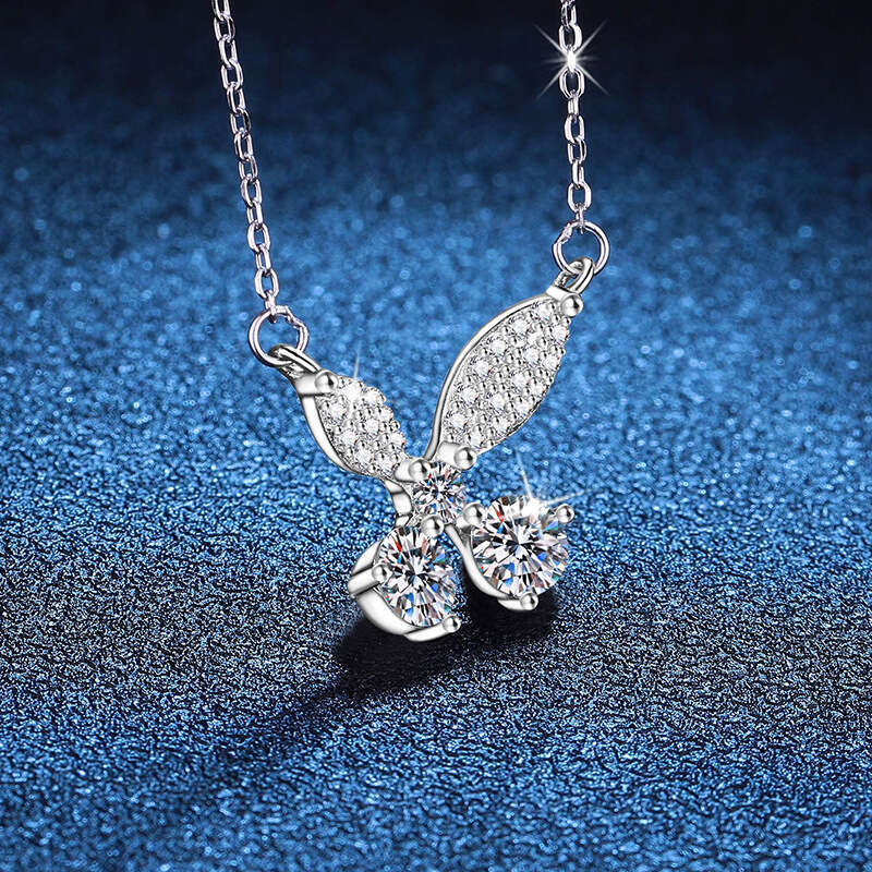 Live S925treaming Pure S925ier Light Butterfly Pendant 1 caratS925 MoiS925S925anite Necklace 5da
