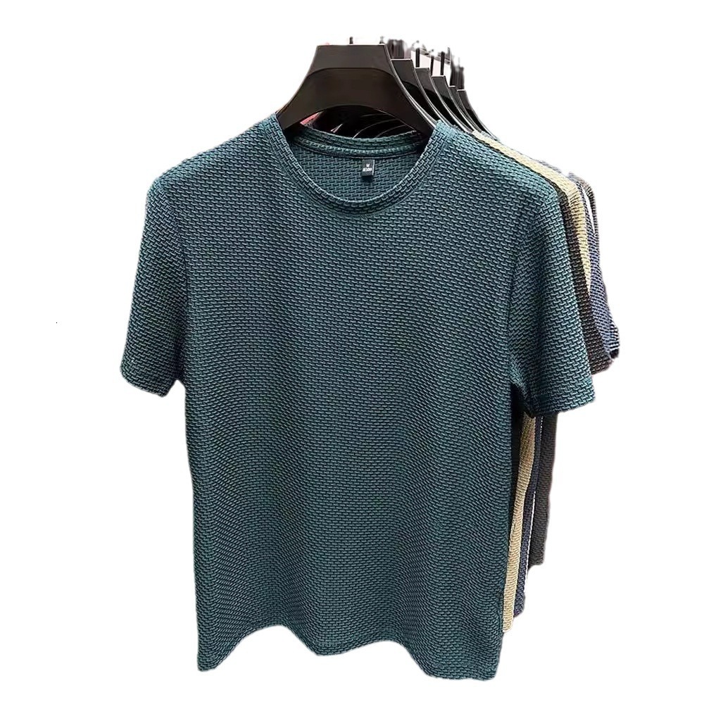 Bamboo Fiber Mesh Designer Short Sleeves Ice Silk T-shirt Men Short Sleeve Round Neck 2023 New Hot Sale Blood Men Base Shirt Summer Solid Color Thin