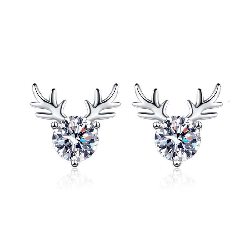 Yilu You Ni S925 Pure S925ier Women, Qixi FeS925tival Gift for Girlfriend, ClaS925S925ic Four-Prong 50 PointS925 MoiS925S925anite EarringS925 2eb