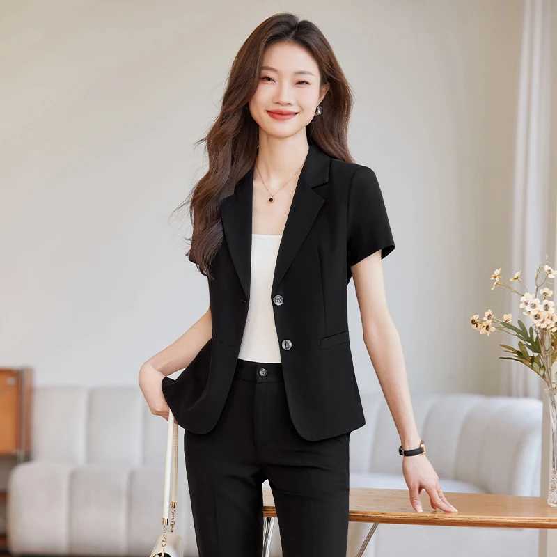 NAVIU Women Short Slve Suit Jacket Office Work Gray Blazer And Pants For Ladies Office Summer Slim Fit Formal Work Wear X250704