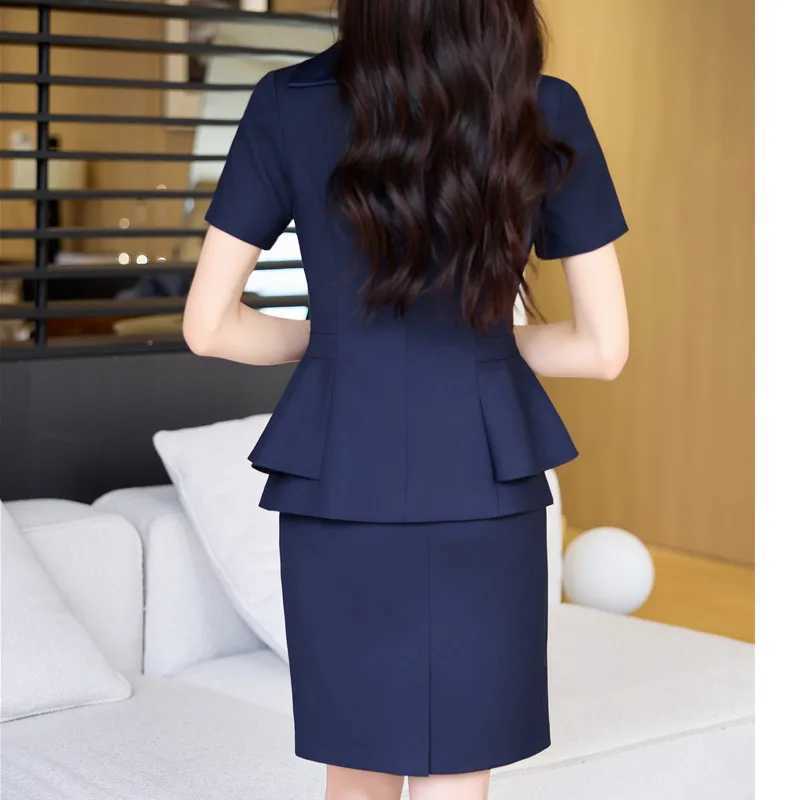 NAVIU Summer Short Slve Formal Professional Business Suits 2 Piece Set With Pants And Tops For Women Office Work Wear Blazers X250704