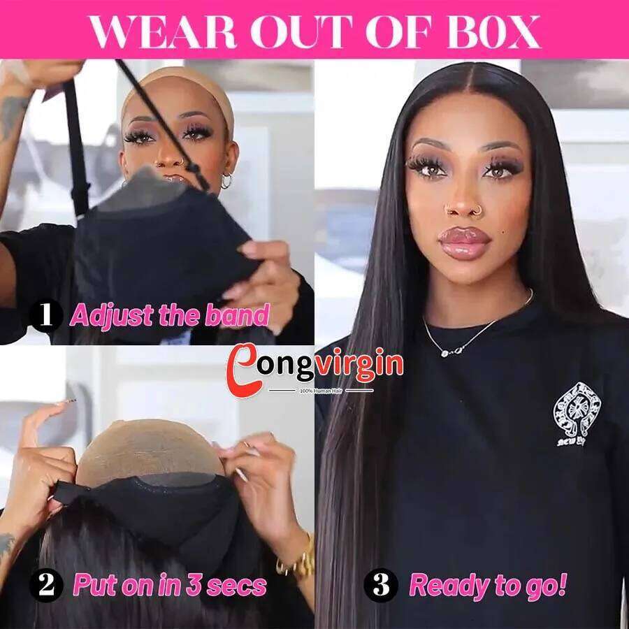 5x5 Ready To Pre-Cut Wear And Go Glueless Wigs Straight Lace Front Human Hair Wig For Women