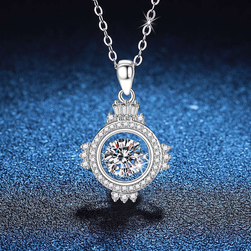 S925 Pure S925ier with Korean S925tyle Dynamic Pendant 1 caratS925 MoiS925S925anite Necklace for Women f4b