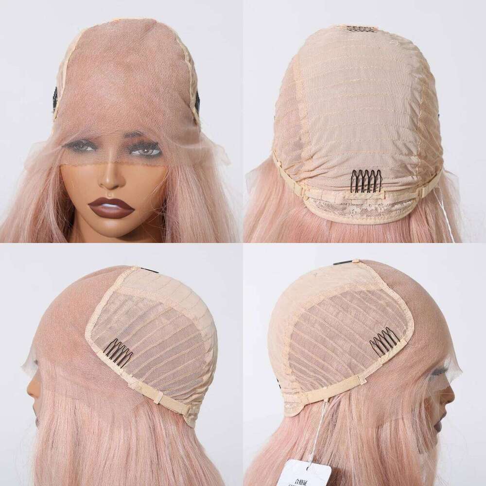 28 inch Long Body Wave Wigs 13*6 HD Transparent Lace Front Synthetic Wig For Women Pink Party Cosplay Fake Hair Natural Hairline