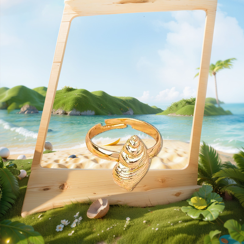1 Piece Ocean Series Starfish Conch 3-Piece Set Beach Sea Vacation Style Ring Jewelry