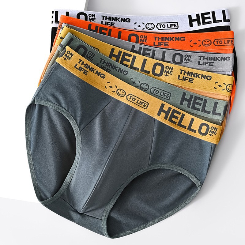 UpUns Contrast Color Mid Waist Mens Briefs Loose Fit Triangle Underwear Breathable Large Size Teen Boy Shorts Trendy Design Wholesale