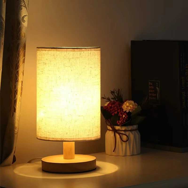 LED Table Lamps Simple Chinese Style Decoration Lamp Dimmable USB Plug Night Light with Fabric Lampshade Bedroom Bedside Lighting XJ250703