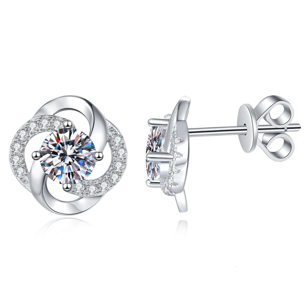 S925 Pure S925ier for Women Four-Leaf Clover Elegant S925imple MoiS925S925anite EarringS925 1e1