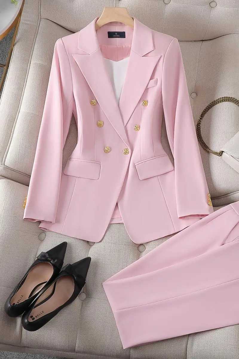ZJYT Spring Women Elegant Business Blazer Pant Sets Office Lady Plus Size Matching Trousers Suits 2 Piece Conjuntos Para Mujeres X250704