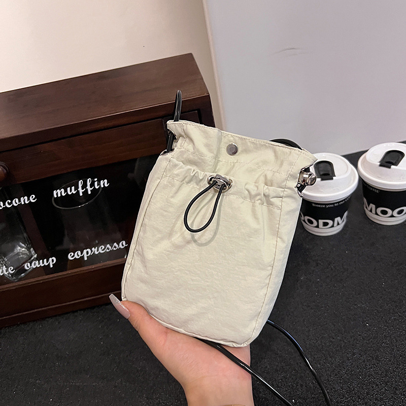 Designer's Minimalist Style Women's Phone Bag With Drawstring Canvas Pouch, Fashionable And Trendy Multifunctional Mini Shoulder Width Coin 