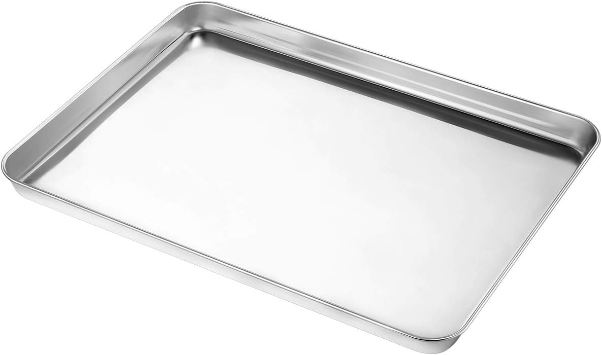 3-Piece Stainless Steel Baking Sheet Set (9/12/16 Inch), Commercial Grade Non-Toxic Cookie Pan, Heavy Duty Oven Tray for Baking