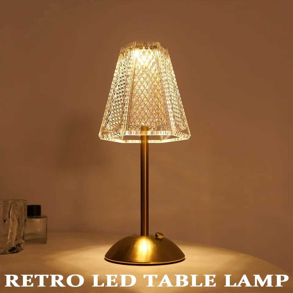 LED Table Lamp Touch Sensor Metal USB Rechargeable Night Light 3 Color Wireless LED Bedside Lamp Atmosphere Restaurant Hotel BarXJ250703