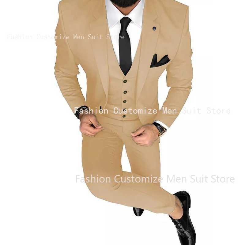 Latest Olive Green Men Suits for Groom 3 Piece Classic Wedding Tuxedo Notched Lapel Best Man Slim Fit Blazer Mens Suits X250704