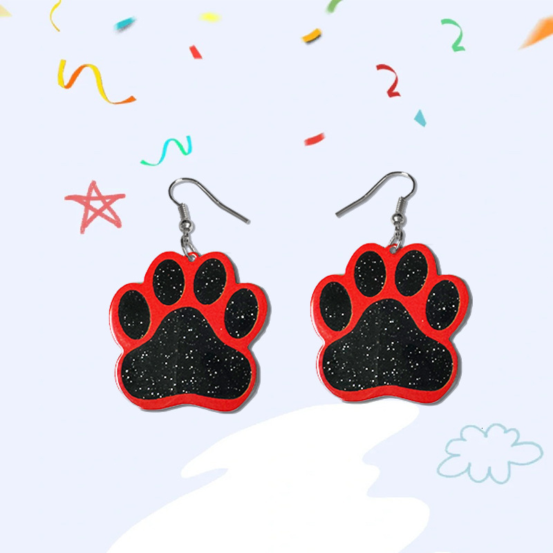 Cute Cat Paw Pendant Cartoon Pet Footprint Women's Jewelry Gift Hot Selling Earrings
