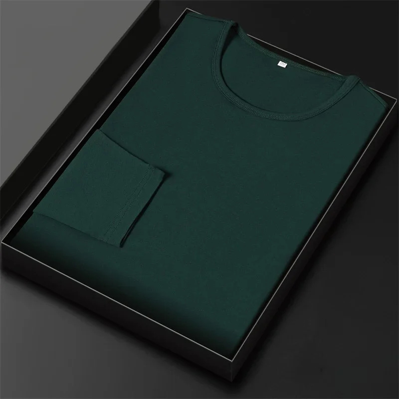 Mens Cotton Round Neck Long Sleeved T-shirt Summer Comfortable Top 250704