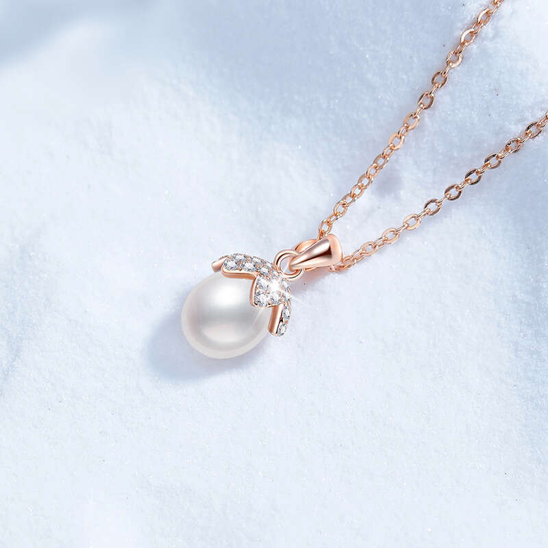 S925 Pure S925ier Necklace S925trong Natural FreS925hwater Pendant Bud Light Champagne Gold Collarbone Chain c9e