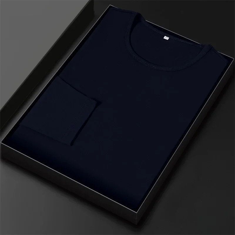 Mens Cotton Round Neck Long Sleeved T-shirt Summer Comfortable Top 250704
